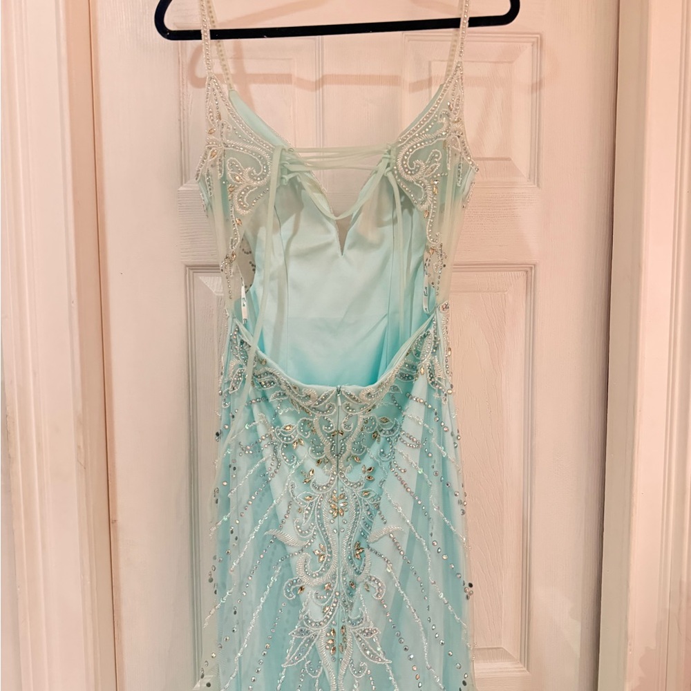 Light Blue Beaded Prom Dress - Picture 15 of 16